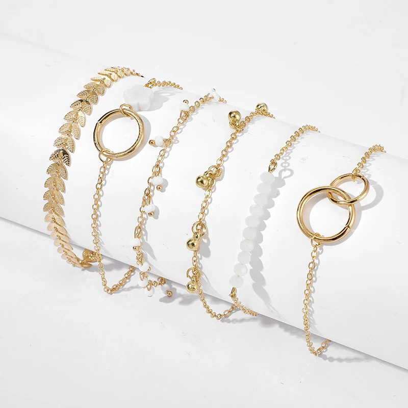 Tocona-Bohemian-Tassel-Bracelets-for-Women-Boho-Jewelry-Geometric-Leaves-Beads-Layered-Hand-Chain-Charm-Bracelet-1